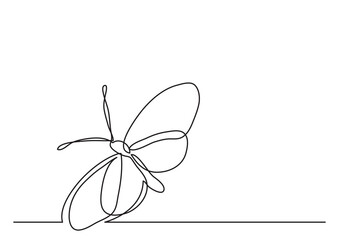 continuous line drawing vector illustration with FULLY EDITABLE STROKE of butterfly