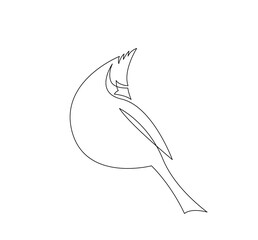 continuous line drawing vector illustration with FULLY EDITABLE STROKE of of cardinal bird