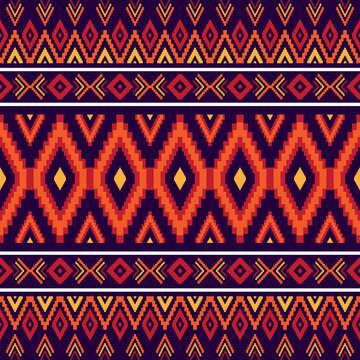 Aztec ethnic colorful seamless pattern design vector 