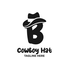 Letter B Cowboy Hat Logo Design Template Inspiration, Vector Illustration.