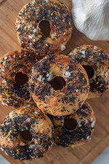 home made Bagel with poppy seeds on a table