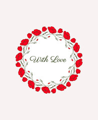 Circular frame design for Valentine's Day, Woman's Day  weddings, birthday invitation 