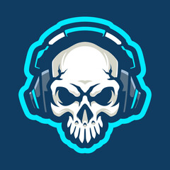 Skeleton skull streamer logo design