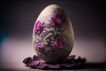Obraz na płótnie Canvas cute easter egg isolated on black gradient background.