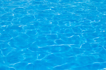Abstract texture of blue water in the pool. Stylish concept of rest in summer and in the hotel