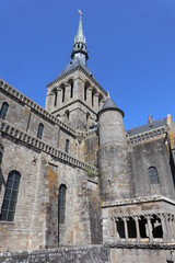 Fototapeta na wymiar Walkway outside the monastery (abbey) of Mont Saint-Michel in France