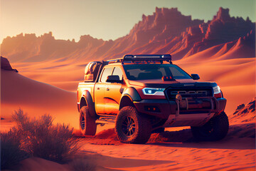 Fototapeta na wymiar off road vehicle in desert