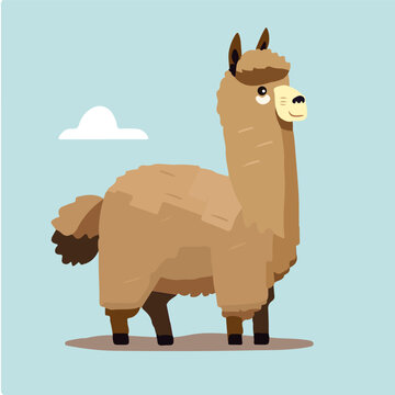 Ilustraci&oacute;n editable de llama o alpaca divertida para cuentos infantiles