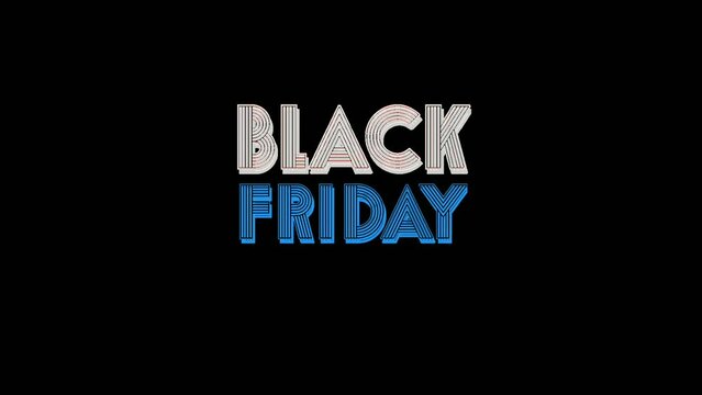 an illustration of video footage of black friday flashing alternately with neon animation on a black background