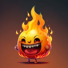 Laughing Cartoon Fire Emoji with Buckteeth