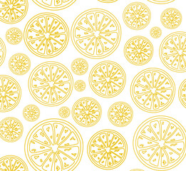 doodle set with useful lemon, citrus, poster for a store, salon on a white background drawn with orange lines