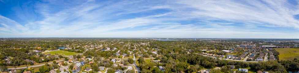 Fototapeta na wymiar Aerial panorama residential neighborhoods in Sarasota Florida USA