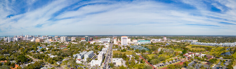 Fototapeta premium Aerial drone photo Downtown Sarasota and Payne Park