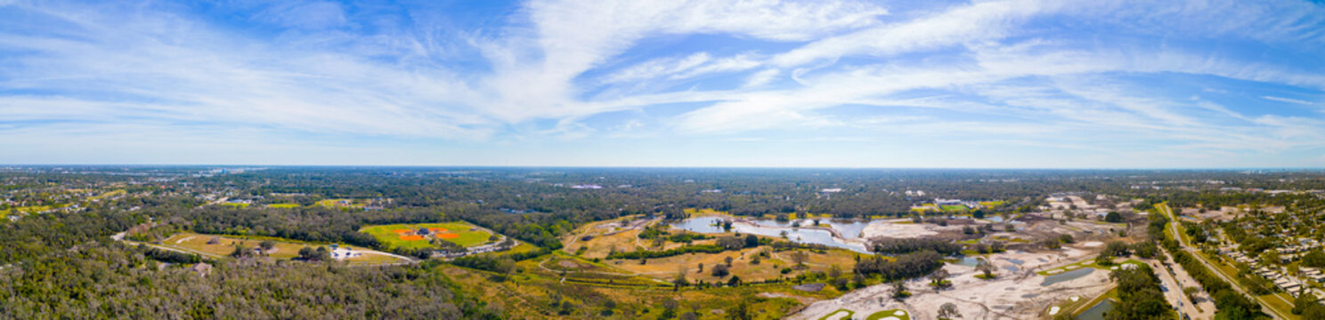 Aerial Drone Panorama Bobby Jones Golf Club Sarasota Florida USA