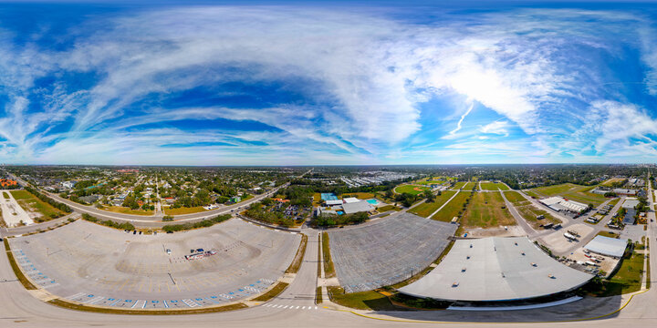 Aerial drone 360 equirectangular spherical panorama photo Sarasota Fairgrounds