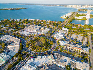 Aerial photo St Armands Circle Sarasota FL - obrazy, fototapety, plakaty