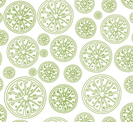doodle set with useful lime, citrus, poster for a store, salon on a white background drawn with green lines