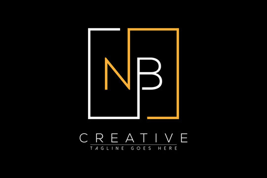 Initial letter nb, bn, n, b elegant and luxury Initial with Rectangular frame minimal monogram logo design vector template