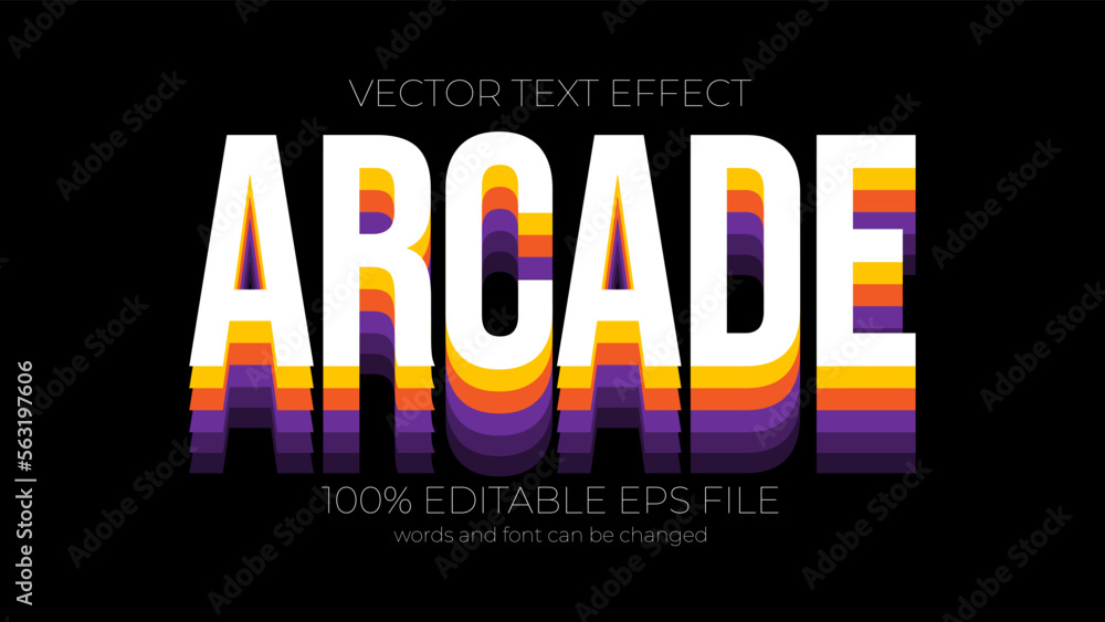 Aufkleber arcade text effect style, eps editable text effect