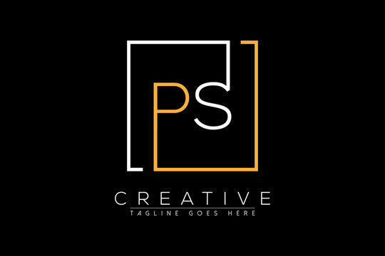 Initial letter ps, sp, s, p elegant and luxury Initial with Rectangular frame minimal monogram logo design vector template