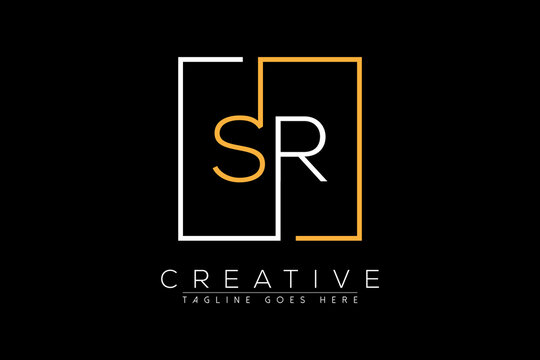 Initial letter sr, rs, s, r elegant and luxury Initial with Rectangular frame minimal monogram logo design vector template
