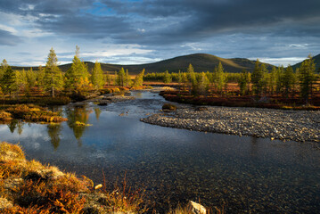 Far East of Russia, Magadan region, Susumansky district, lake Malyk..Surroundings of the mountain...