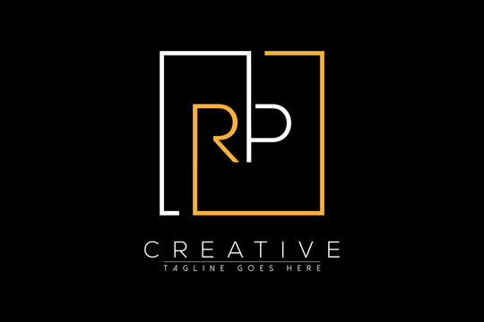 Initial letter rp, pr, r, p elegant and luxury Initial with Rectangular frame minimal monogram logo design vector template