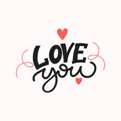 Love you Happy Valentines Day romantic sticker and decorative greetings vector for your loved ones.