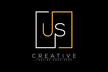 Initial letter us, su, u, s elegant and luxury Initial with Rectangular frame minimal monogram logo design vector template © Zainab