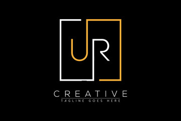 Initial letter ur, ru, u, r elegant and luxury Initial with Rectangular frame minimal monogram logo design vector template © Zainab