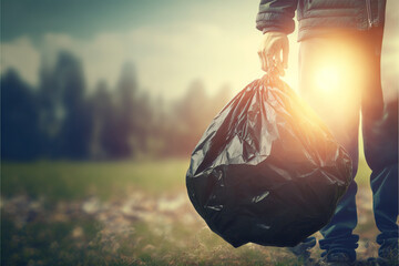 Fototapeta Trash bags to clean up (AI Generated) obraz