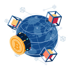Isometric Bitcoin and Blockchain Technology Connect to The World