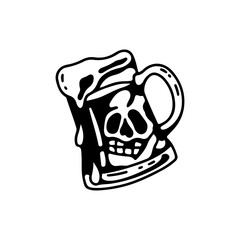 vector illustration of beer with skull concept
