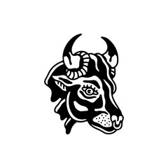 vector illustration of a black bull's head