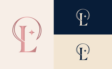 elegant minimalist beauty logo cosmetic letter L