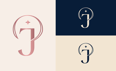 elegant minimalist beauty logo cosmetic letter J