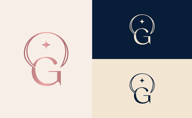 elegant minimalist beauty logo cosmetic letter G