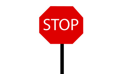 Stop sign icon on the white background. Red stop sign.