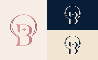 elegant minimalist beauty logo cosmetic letter B