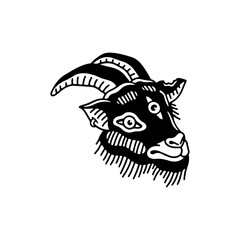 vector illustration of a black goat's head