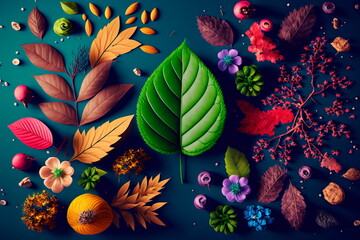 Creative seasonal natural background, seasons for banner, poster, Generative AI