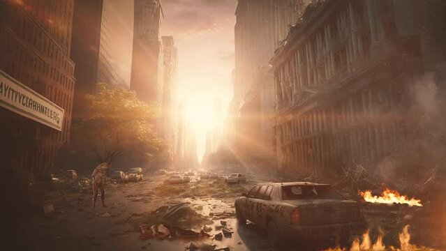 City view after zombie's apocalypse 