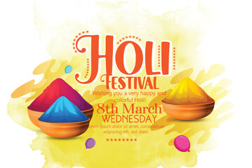 Holi Festival With Colorful Gulal, Creative Banner, Template Design, Background For Holi Celebration