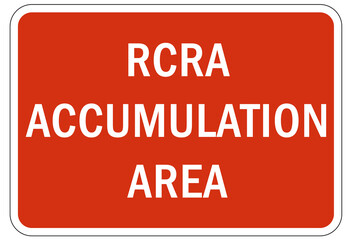Chemical storage sign and labels RCRA accumulation area