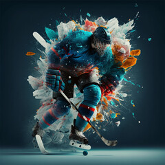 Obraz na płótnie Canvas Ice hockey illustrations showcasing the dynamic movements of the game (AI Generated)