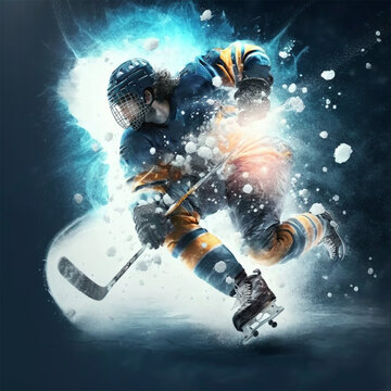 Ice hockey illustrations showcasing the dynamic movements of the game (AI Generated)