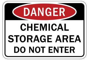 Chemical storage sign and labels do not enter