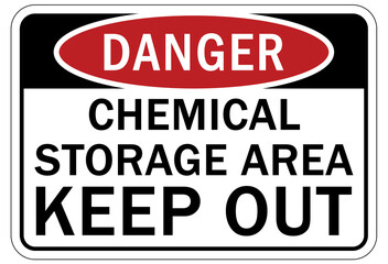 Chemical storage sign and labels keep out