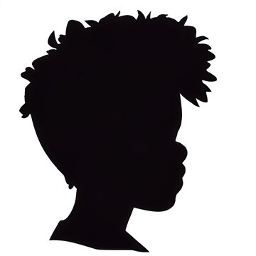 silhouette of a cute black kids with afro puff hair vector illustration. Vector typeface for a business visit card idea. generative ai ideal salon appearance.