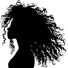 Black woman with beautifully curled hair that is hand-drawn. Girl with long lashes and finely sculpted eyebrows. Vector typeface for a business visit card idea. generative ai ideal salon appearance.